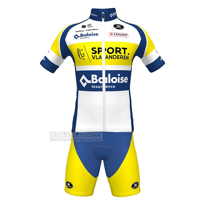 2022 Cycling Jersey Sport Vlaanderen-Baloise Blue Yellow Short Sleeve and Bib Short